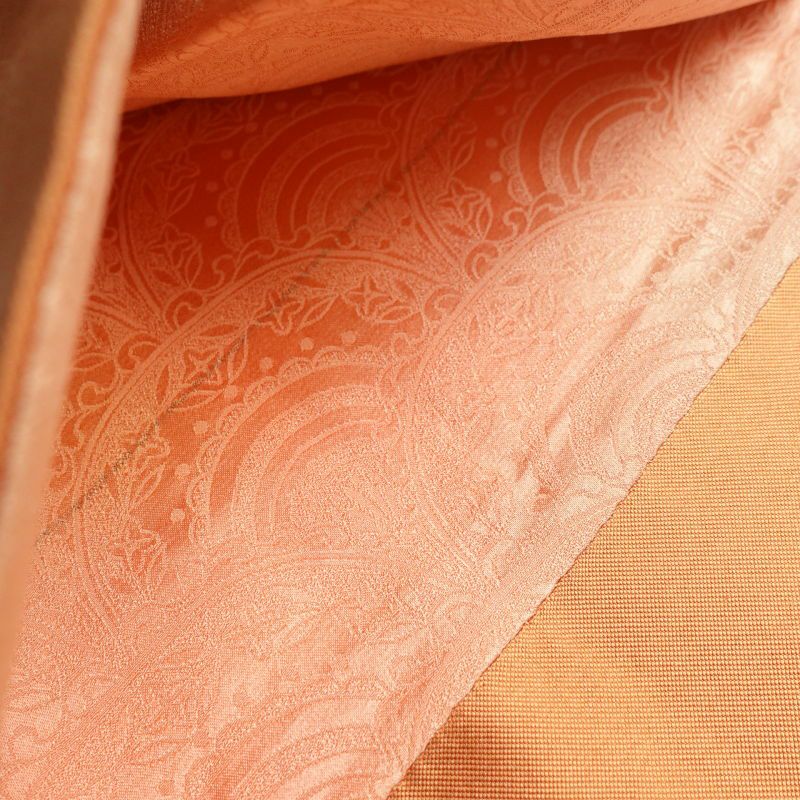 名古屋帯 太鼓柄 正絹 木の葉・植物柄 名古屋仕立て 橙_画像26