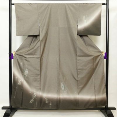 付け下げ 美品 正絹 古典柄 袷仕立て 身丈157cm 裄丈64cm グレー 附下