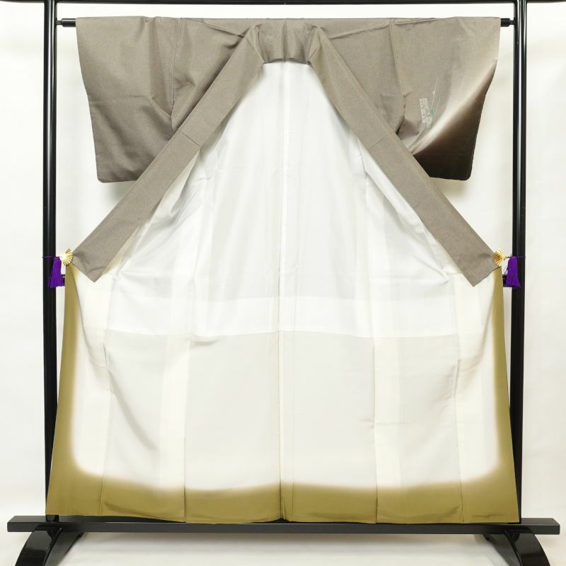 付け下げ 美品 正絹 古典柄 袷仕立て グレー 附下_画像3