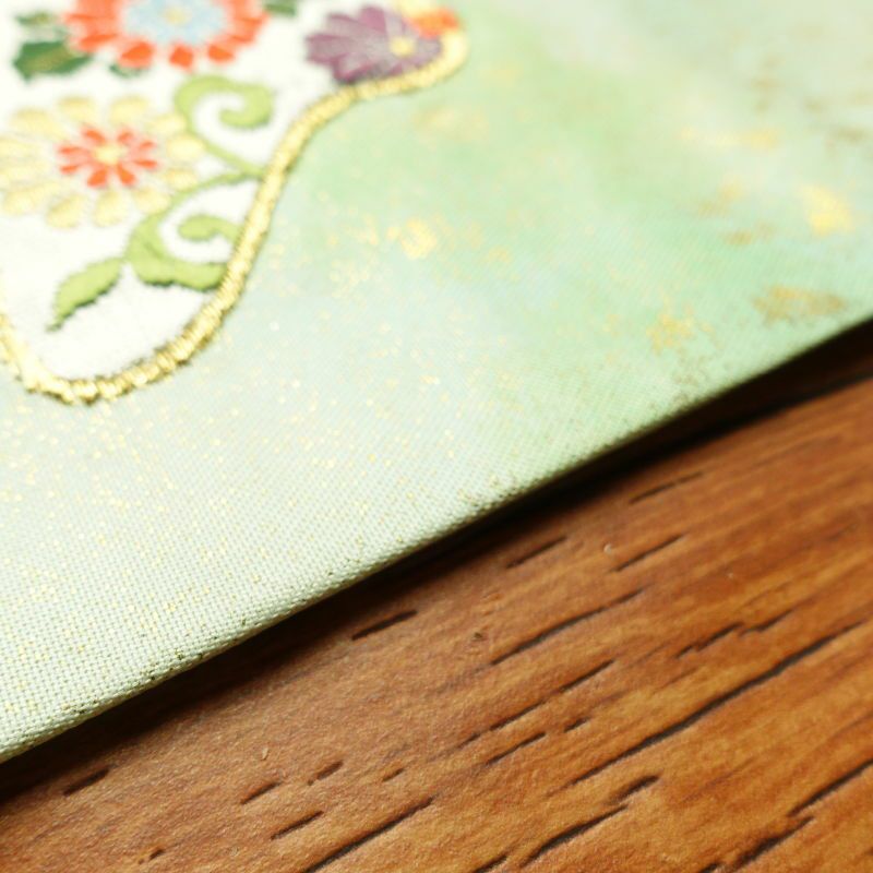 名古屋帯 太鼓柄 良品 しつけ糸付き 正絹 古典柄 名古屋仕立て 緑・うぐいす色_画像16