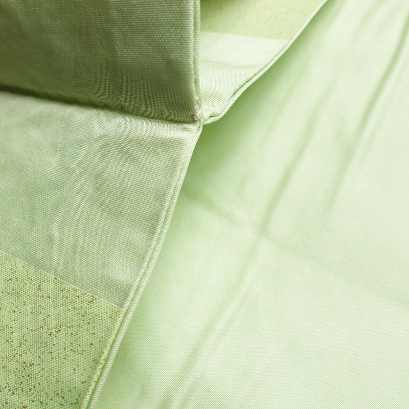 名古屋帯 太鼓柄 良品 しつけ糸付き 正絹 古典柄 名古屋仕立て 緑・うぐいす色_画像27