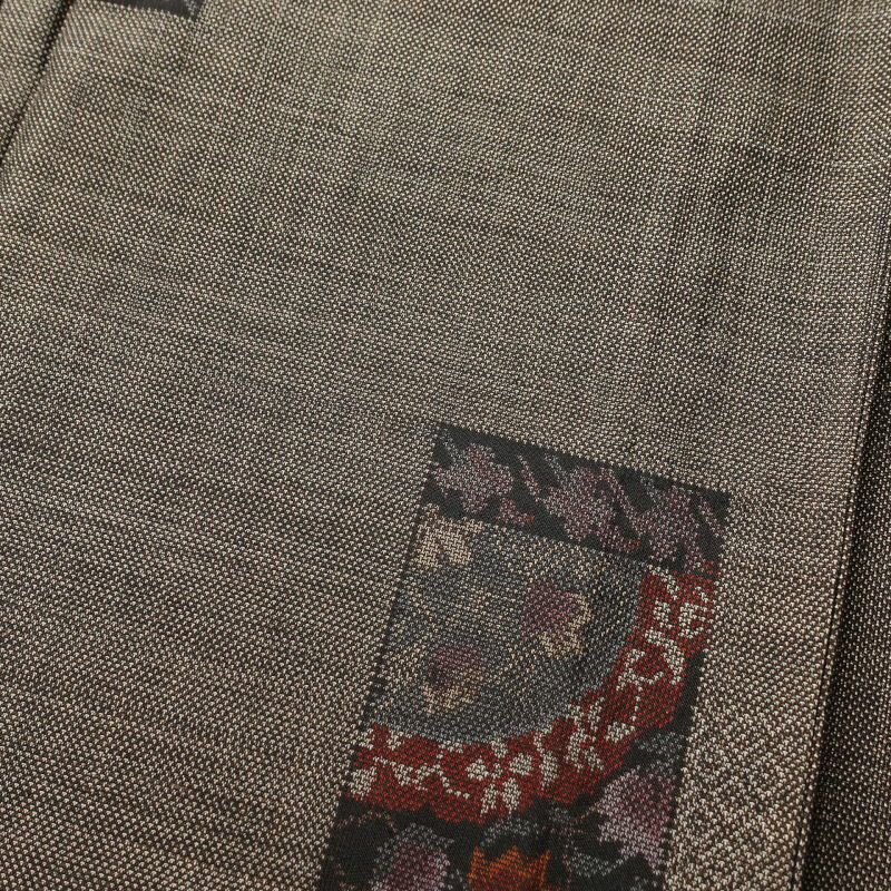 紬 良品 しつけ糸付き 正絹 幾何学柄・抽象柄 袷仕立て 茶_画像5