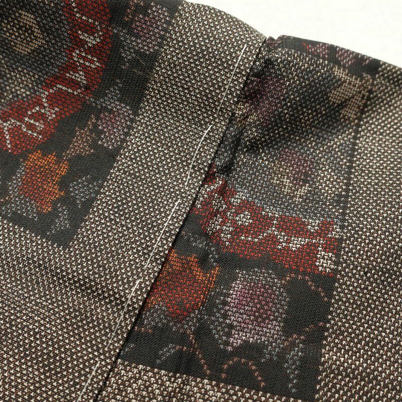 紬 良品 しつけ糸付き 正絹 幾何学柄・抽象柄 袷仕立て 茶_画像20