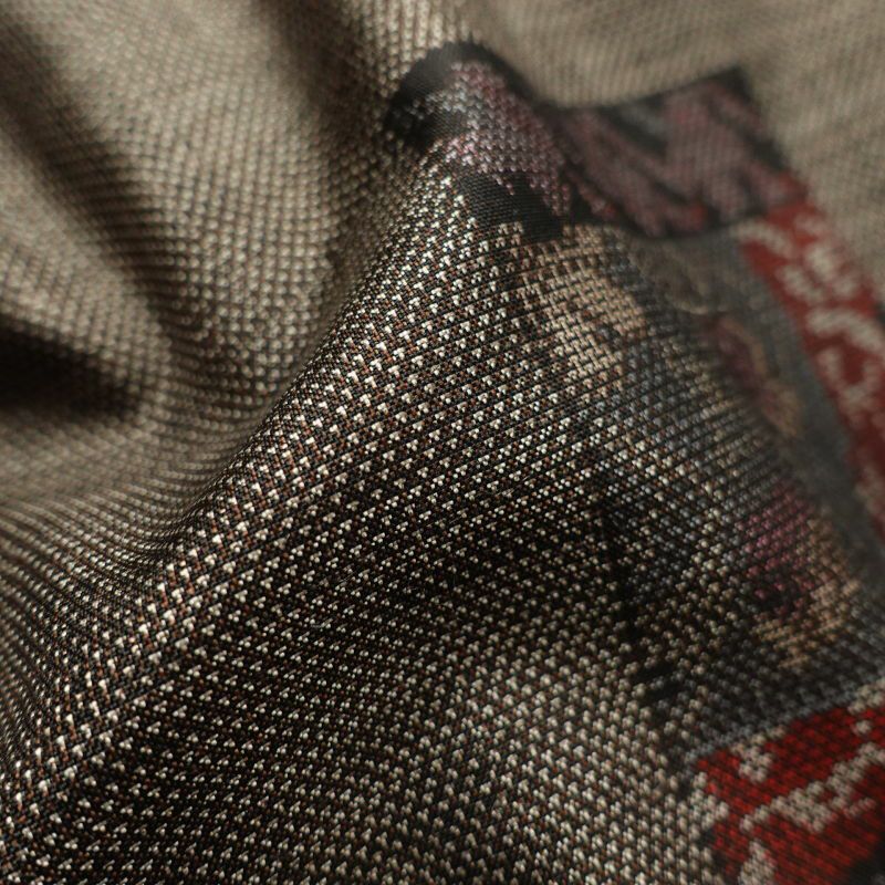 紬 良品 しつけ糸付き 正絹 幾何学柄・抽象柄 袷仕立て 茶_画像30