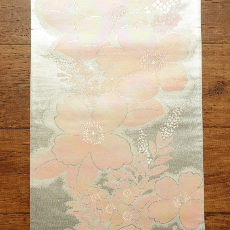袋帯 六通柄 良品 フォーマル用 正絹 花柄 金・銀_画像9