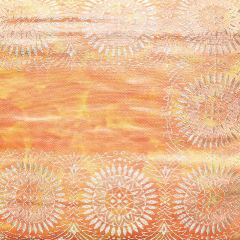 名古屋帯 六通柄 正絹 幾何学柄・抽象柄 通し仕立て 橙_画像2