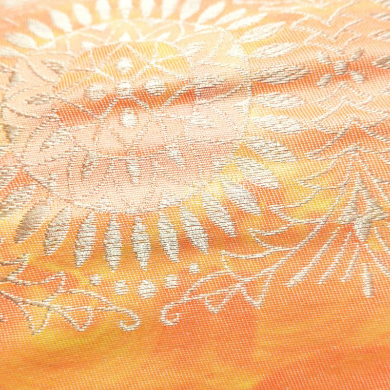名古屋帯 六通柄 正絹 幾何学柄・抽象柄 通し仕立て 橙_画像5
