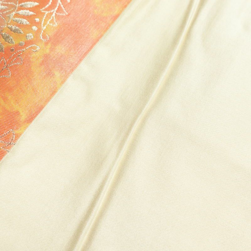 名古屋帯 六通柄 正絹 幾何学柄・抽象柄 通し仕立て 橙_画像25