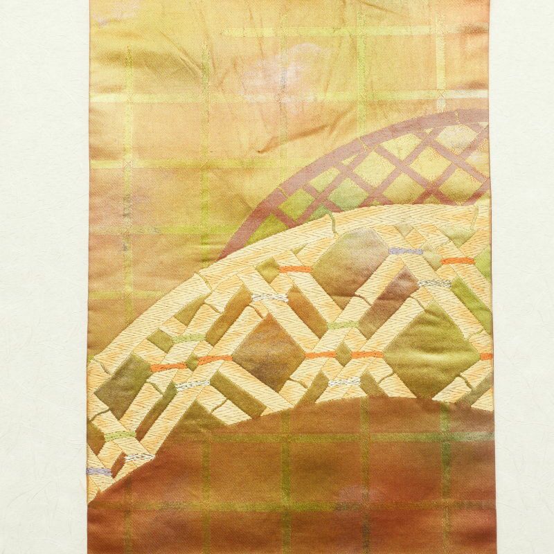 名古屋帯 太鼓柄 正絹 古典柄 名古屋仕立て 茶_画像9