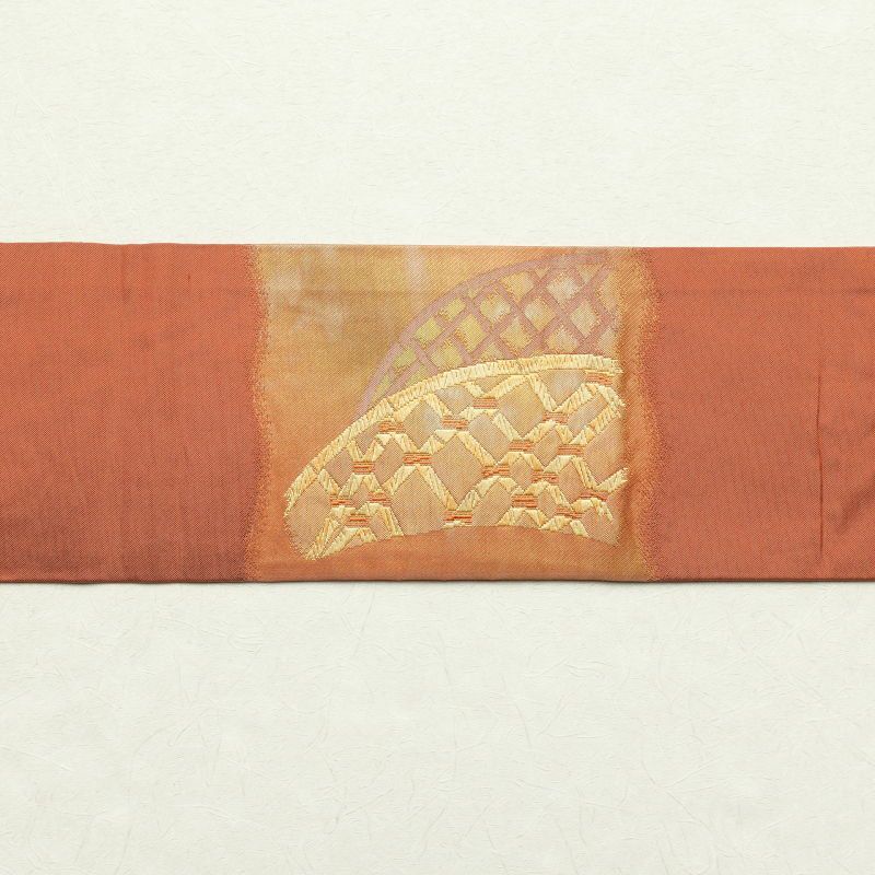 名古屋帯 太鼓柄 正絹 古典柄 名古屋仕立て 茶_画像16