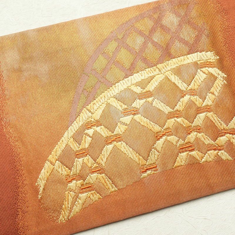 名古屋帯 太鼓柄 正絹 古典柄 名古屋仕立て 茶_画像17