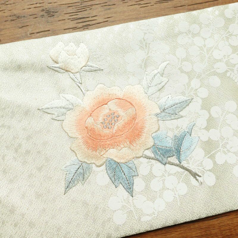 名古屋帯 太鼓柄 正絹 花柄 名古屋仕立て 金・銀_画像19