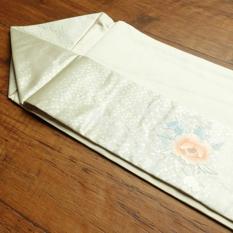 名古屋帯 太鼓柄 正絹 花柄 名古屋仕立て 金・銀_画像28