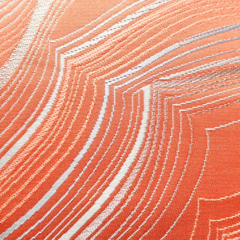 名古屋帯 六通柄 美品 正絹 幾何学柄・抽象柄 松葉仕立て ピンク_画像7