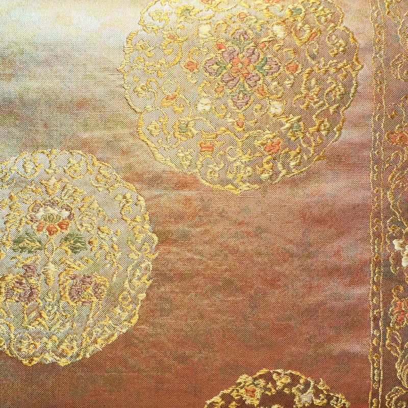 袋帯 未仕立て 西陣織 箔 六通柄 美品 フォーマル用 正絹 幾何学柄・抽象柄 ピンク_画像2