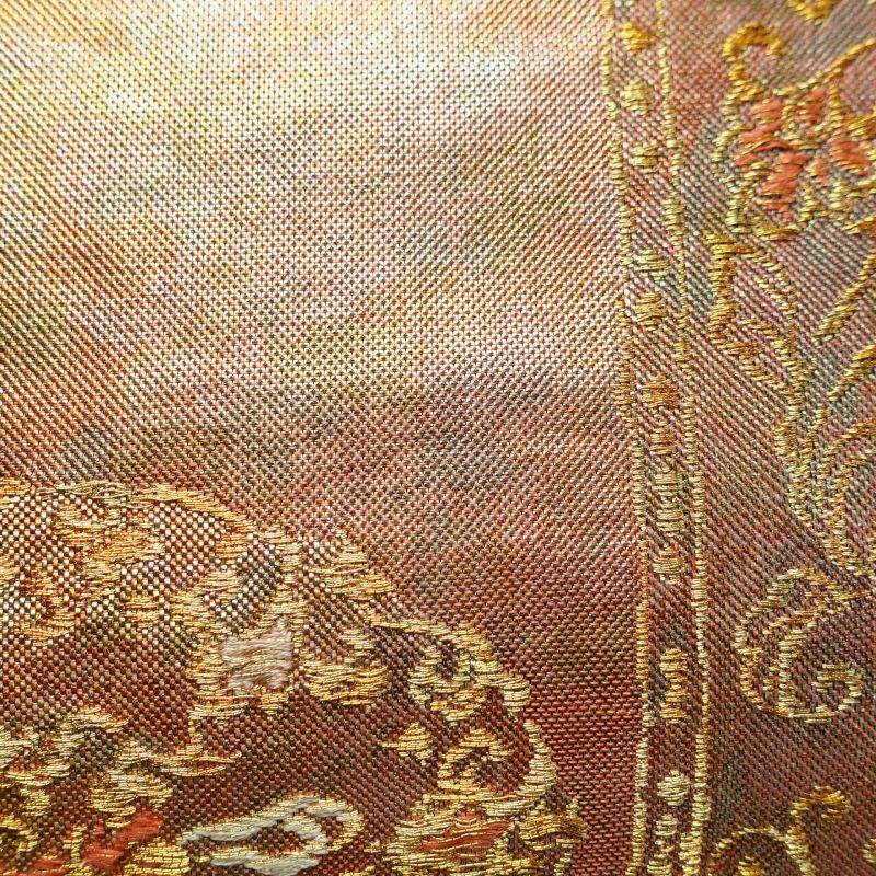 袋帯 未仕立て 西陣織 箔 六通柄 美品 フォーマル用 正絹 幾何学柄・抽象柄 ピンク_画像8