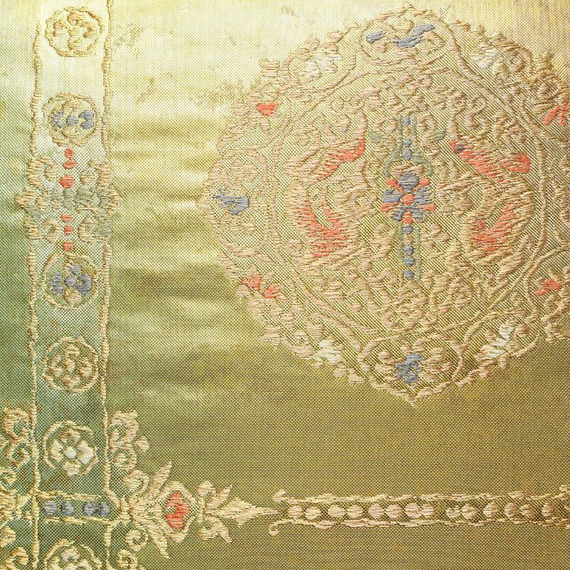 袋帯 未仕立て 六通柄 西陣織 箔 美品 正絹 幾何学柄・抽象柄 多色使い_画像2