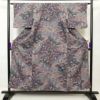 小紋 正絹 ふくれ織 花柄 総柄 袷仕立て 紫・藤色_画像1