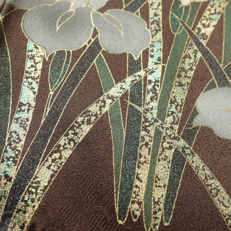 振袖 正絹 金駒刺繍 箔 蝶 花柄 袷仕立て 黄・黄土色_画像8