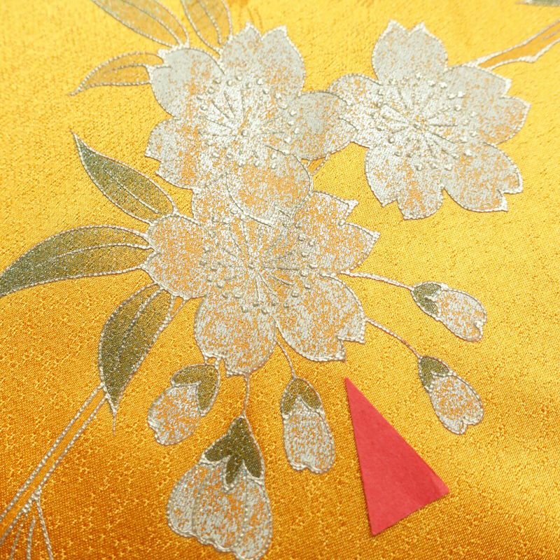振袖 正絹 金駒刺繍 箔 蝶 花柄 袷仕立て 黄・黄土色_画像22