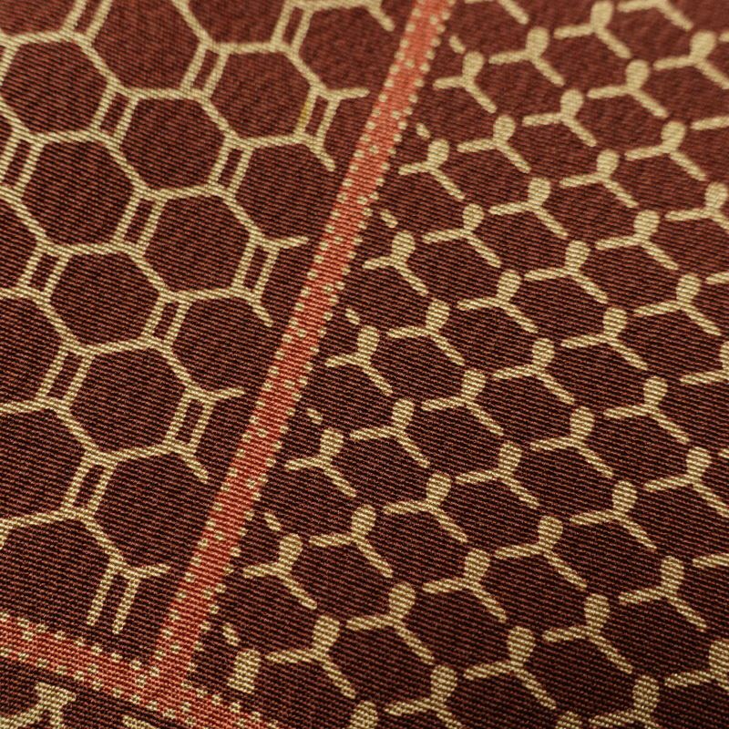 小紋 美品 縮緬 総柄 正絹 モダン 古典柄 青海波 麻の葉 亀甲 袷仕立て 茶_画像7