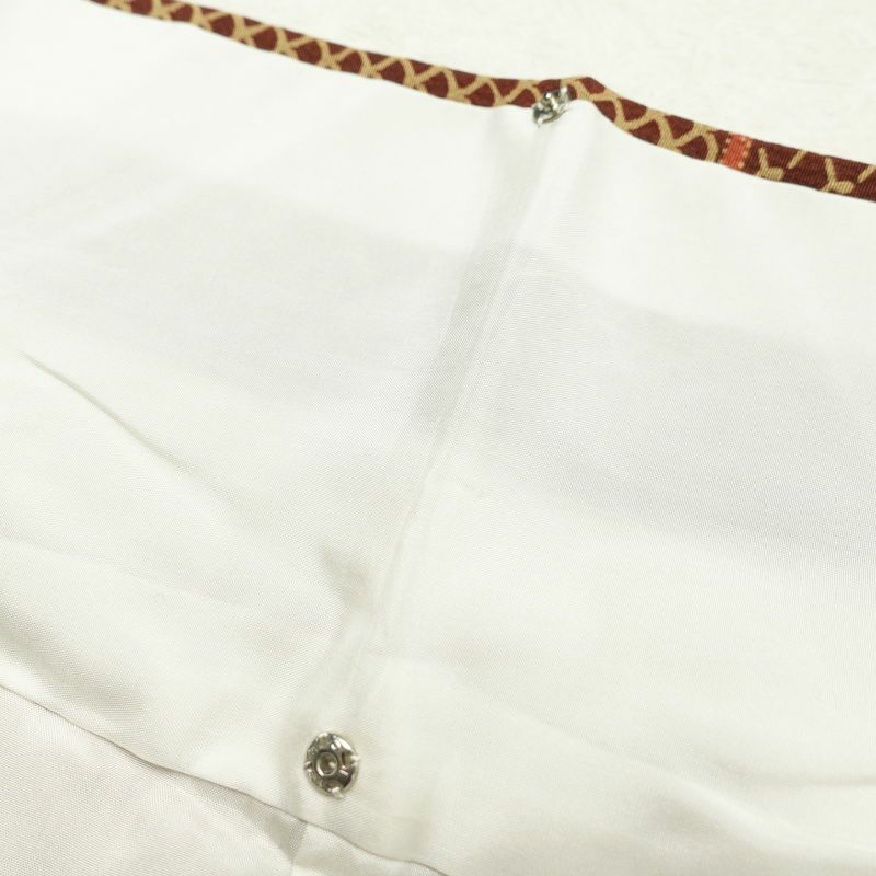 小紋 美品 縮緬 総柄 正絹 モダン 古典柄 青海波 麻の葉 亀甲 袷仕立て 茶_画像25