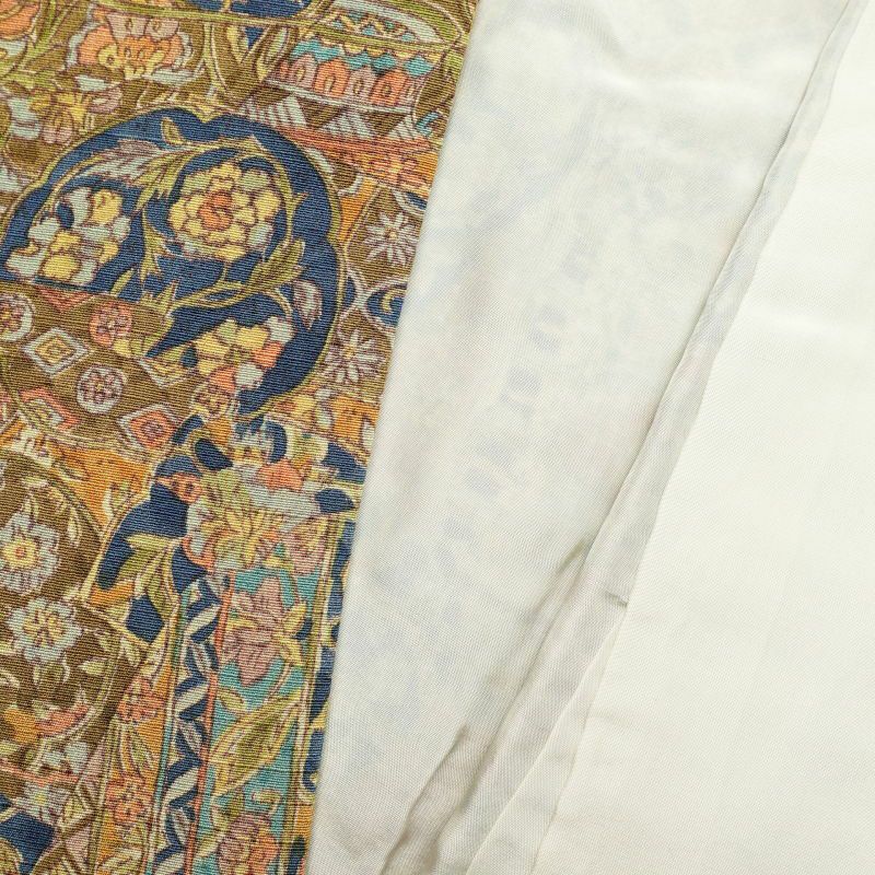 小紋 良品 縮緬 総柄 正絹 木の葉・植物柄 袷仕立て 黄・黄土色_画像23