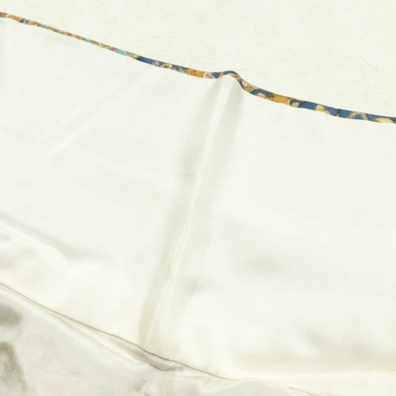 小紋 良品 縮緬 総柄 正絹 木の葉・植物柄 袷仕立て 黄・黄土色_画像25