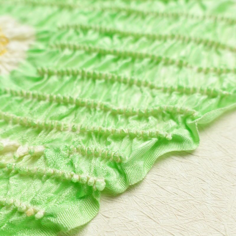 帯揚げ 絞り 正絹 縞柄・線柄 緑・うぐいす色_画像5