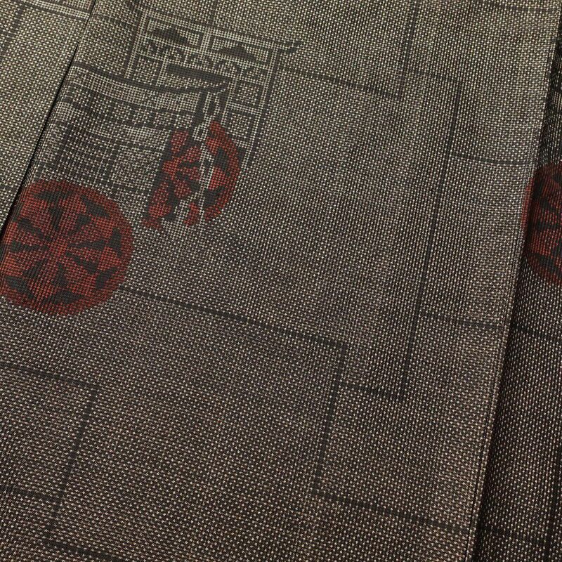 紬 良品 しつけ糸付き 正絹 幾何学柄・抽象柄 袷仕立て 茶_画像5