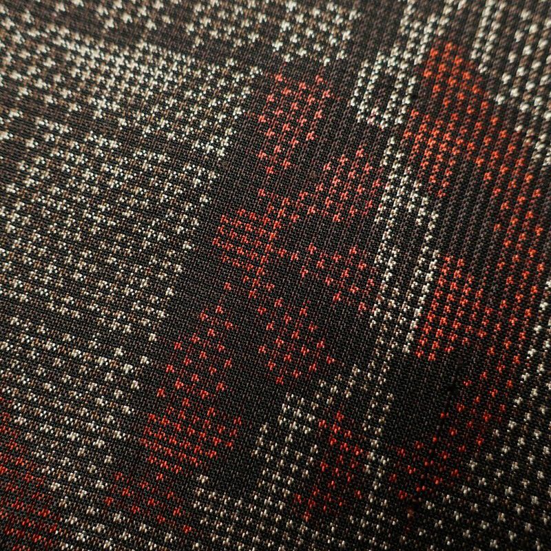 紬 良品 しつけ糸付き 正絹 幾何学柄・抽象柄 袷仕立て 茶_画像7