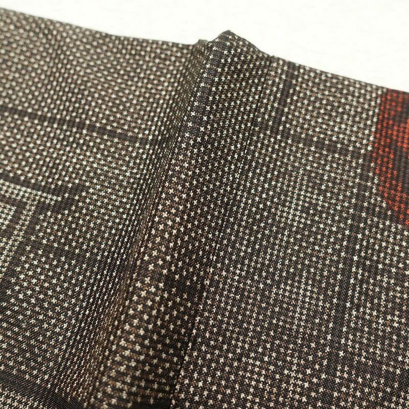 紬 良品 しつけ糸付き 正絹 幾何学柄・抽象柄 袷仕立て 茶_画像18