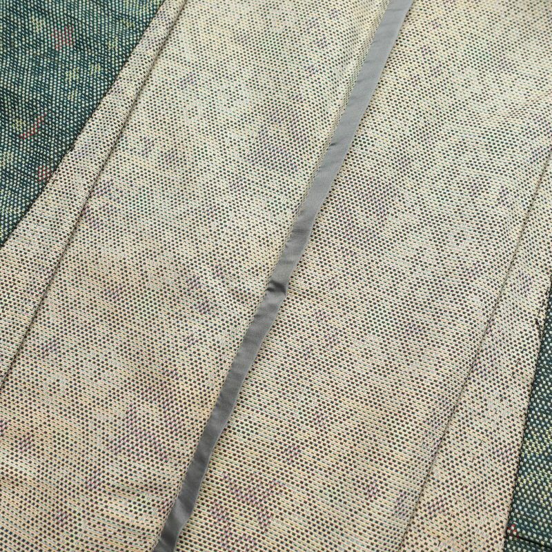 単衣 紬 良品 正絹 背伏せ付き 幾何学柄・抽象柄 単衣 緑・うぐいす色_画像23