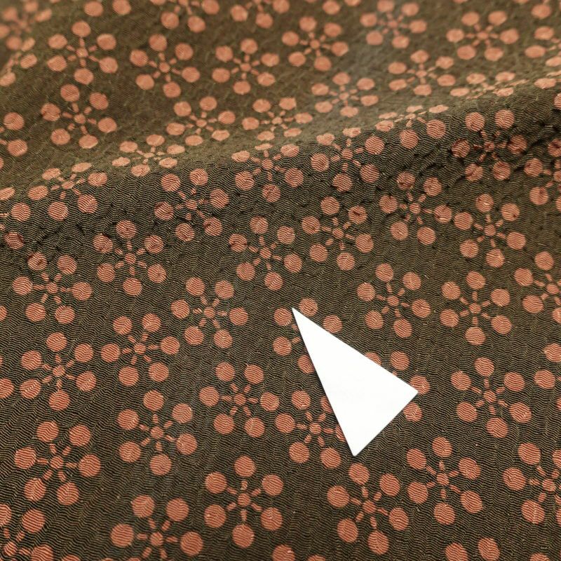 単衣 良品 小紋 ちりめん 総柄 正絹 古典柄 背伏せ付き 単衣 茶_画像20