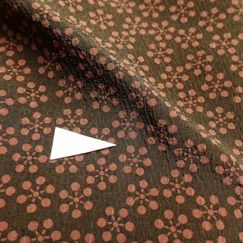 単衣 良品 小紋 ちりめん 総柄 正絹 古典柄 背伏せ付き 単衣 茶_画像22