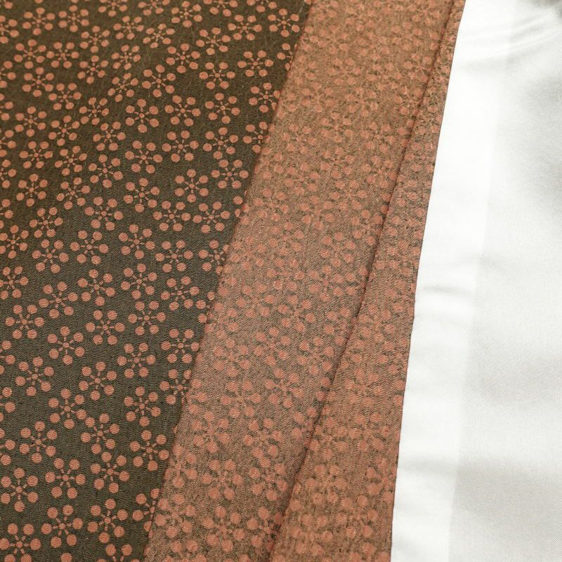 単衣 良品 小紋 ちりめん 総柄 正絹 古典柄 背伏せ付き 単衣 茶_画像23