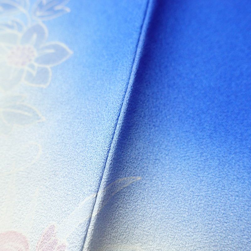 付け下げ 良品 しつけ糸付き 正絹 古典柄 袷仕立て 青・紺_画像10