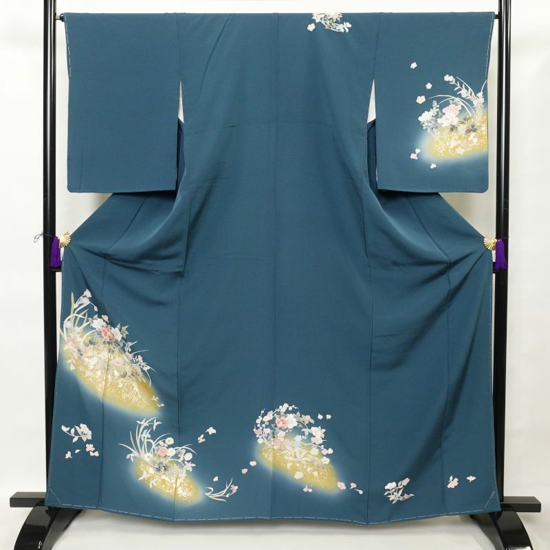 訪問着 良品 白川丈山 落款入り 縮緬 正絹 風景柄 袷仕立て 身丈 訪問着 良品 白川丈山 落款入り 縮緬 正絹 風景柄 袷仕立て 身丈