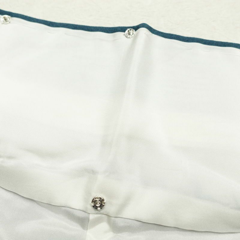 訪問着 美品 しつけ糸付き 縮緬 箔 共八掛 正絹 花柄 袷仕立て 青・紺_画像33