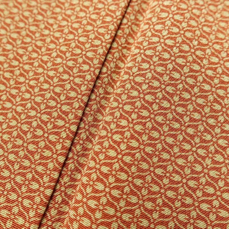 小紋 美品 縮緬 正絹 幾何学柄・抽象柄 袷仕立て 黄・黄土色_画像8