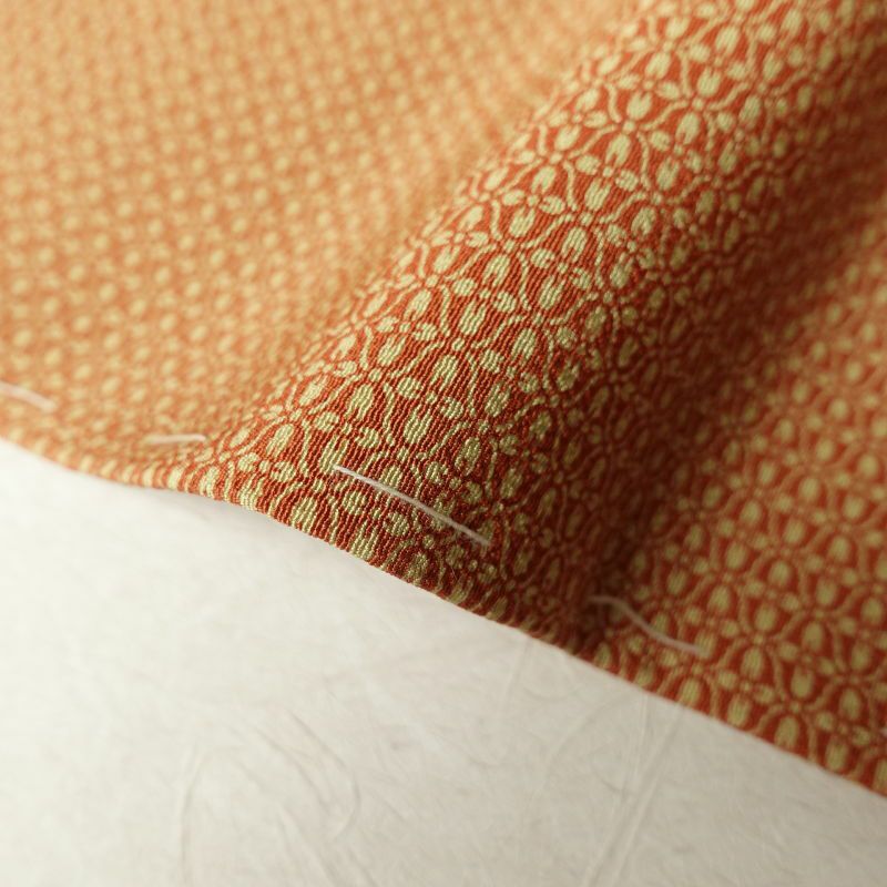 小紋 美品 縮緬 正絹 幾何学柄・抽象柄 袷仕立て 黄・黄土色_画像13