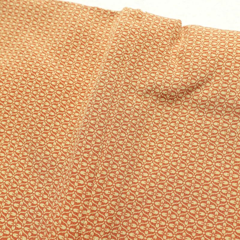 小紋 美品 縮緬 正絹 幾何学柄・抽象柄 袷仕立て 黄・黄土色_画像20