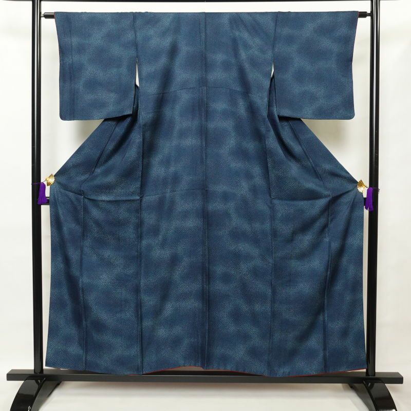 小紋 美品 正絹 その他の柄 グラデーション 袷仕立て 青・紺_画像1