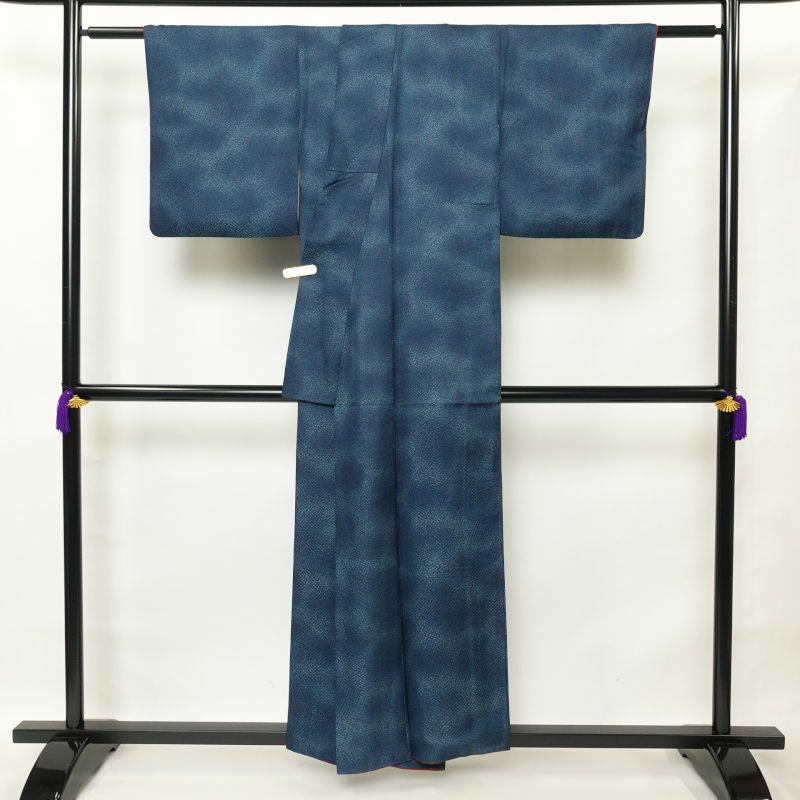 小紋 美品 正絹 その他の柄 グラデーション 袷仕立て 青・紺_画像2