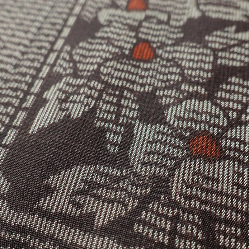 紬 良品 正絹 花柄 幾何学・抽象柄 袷仕立て 茶_画像7