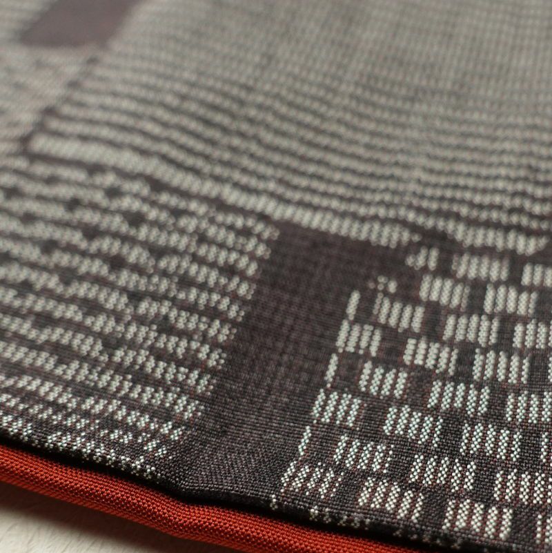 紬 良品 正絹 花柄 幾何学・抽象柄 袷仕立て 茶_画像10