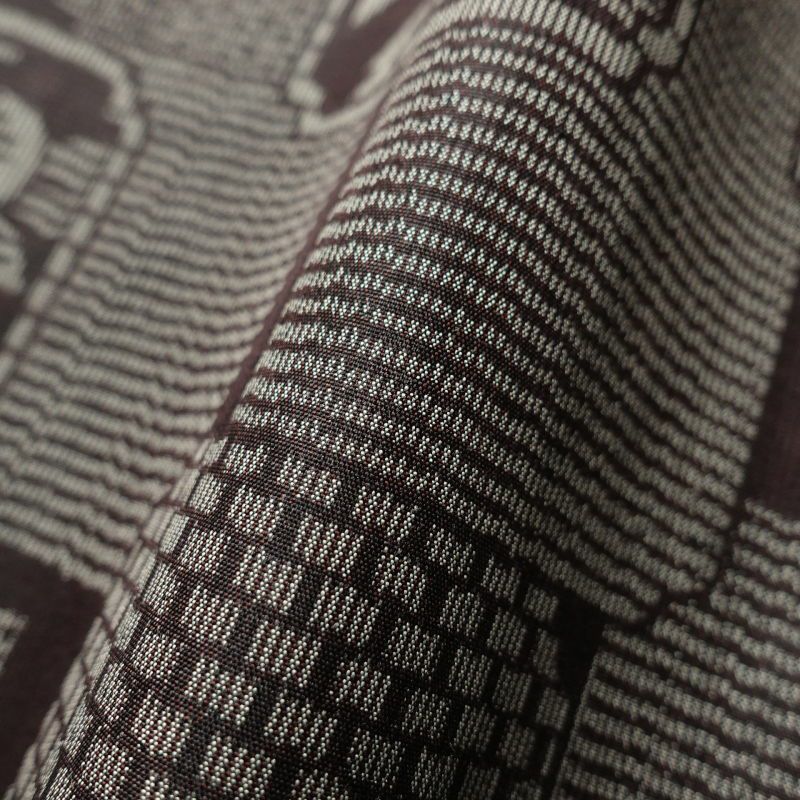 紬 良品 正絹 花柄 幾何学・抽象柄 袷仕立て 茶_画像11