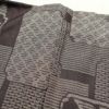 紬 良品 正絹 花柄 幾何学・抽象柄 袷仕立て 茶_画像19