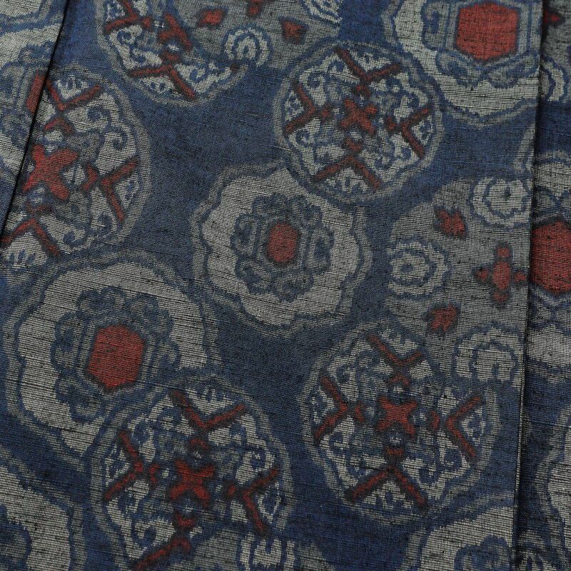 紬 良品 正絹 幾何学柄・抽象柄 袷仕立て 青・紺_画像4