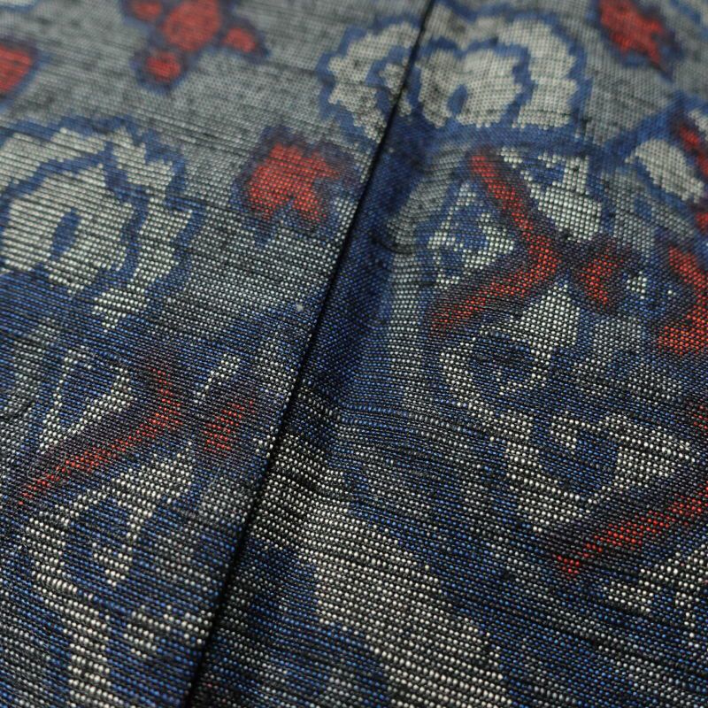 紬 良品 正絹 幾何学柄・抽象柄 袷仕立て 青・紺_画像9